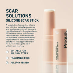 Prequel Skin Scar Solutions 60% silicone film forms a breathable barrier on skin.