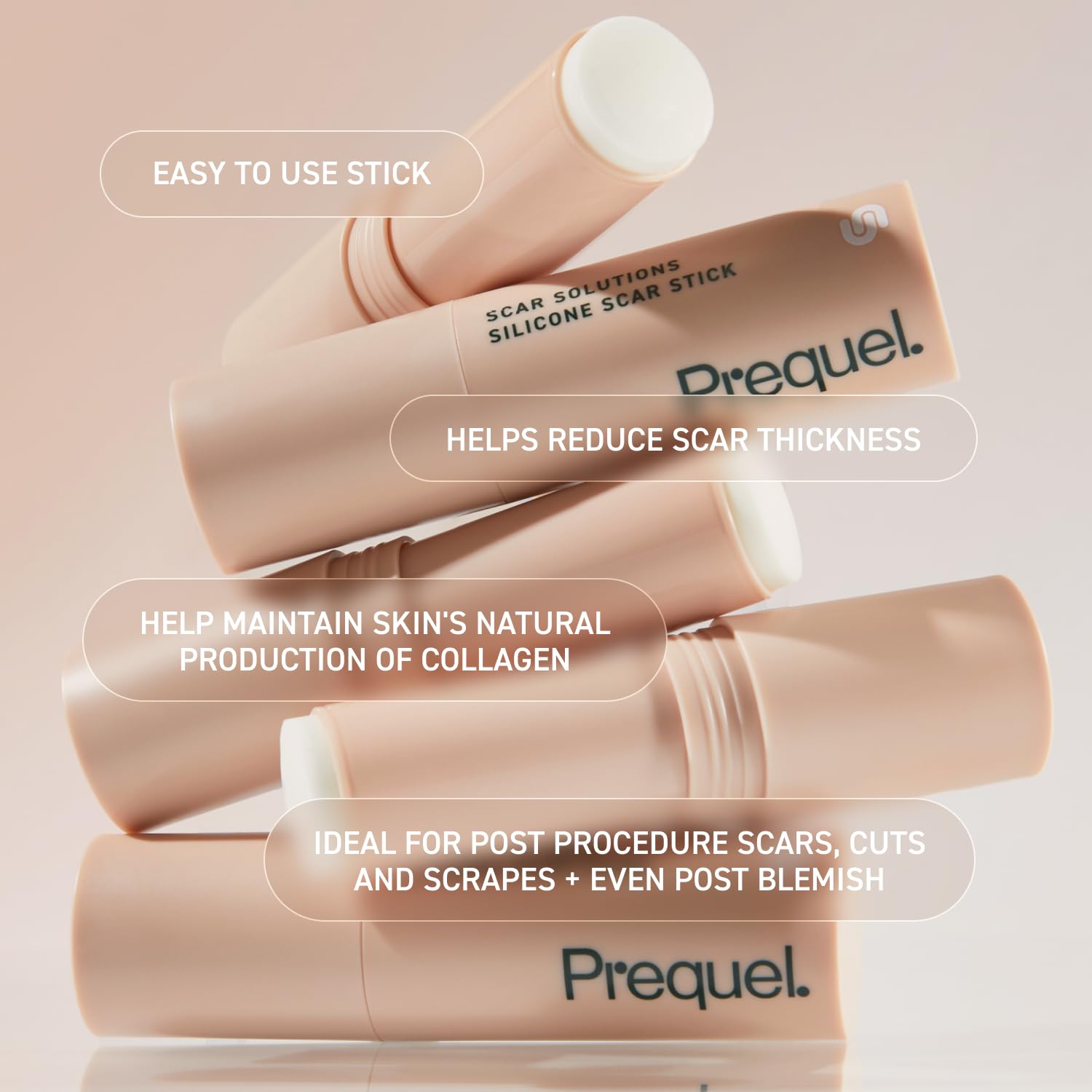 Prequel Skin Scar Solutions velvety opaque film visible on treated skin.