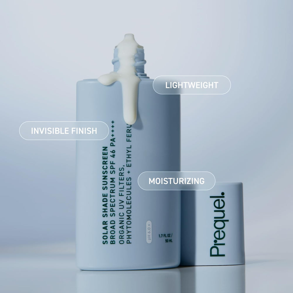 Prequel Skin Solar Shade antioxidants closeup emphasizing rice phytomolecules and microalgae.