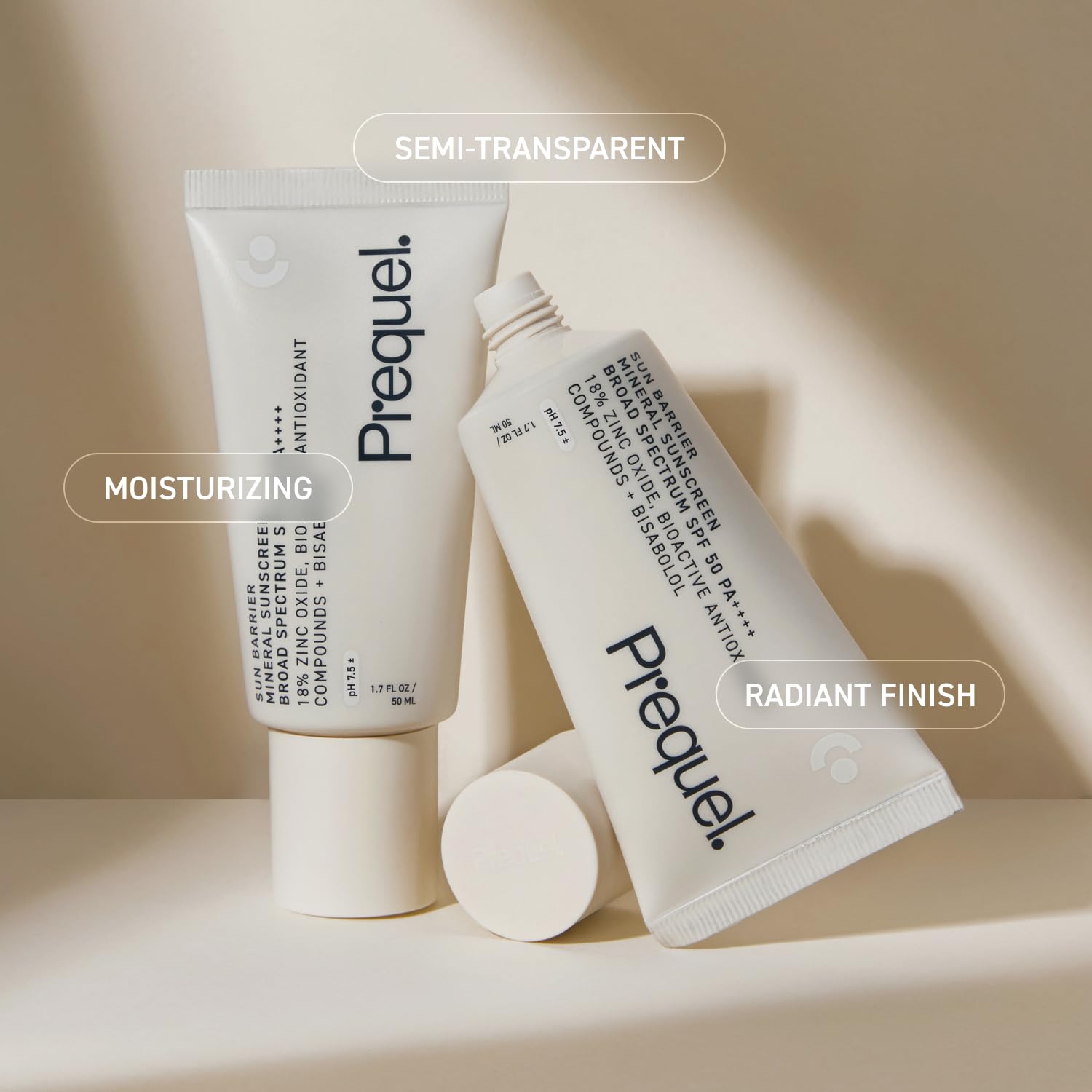 Prequel Skin Sun Barrier SPF50 travel-size packaging ready for handbags