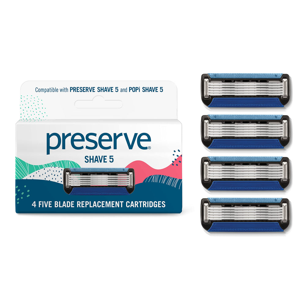 Preserve Shave 5-blade ceramic-coated close-up delivering silky, skin-friendly shave.