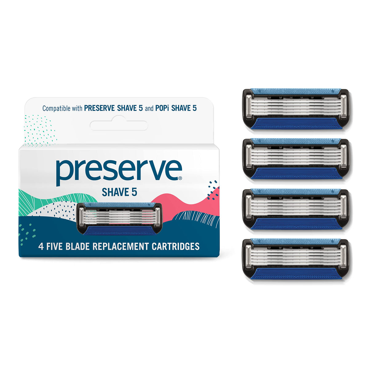Preserve Shave 5-blade ceramic-coated close-up delivering silky, skin-friendly shave.