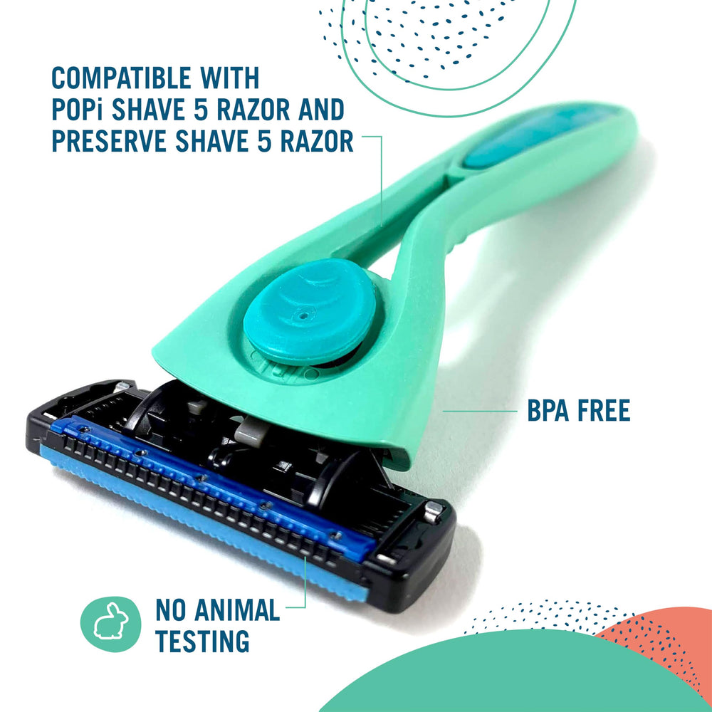 Preserve Shave aloe cocoa strip close-up highlighting moisturized protection.