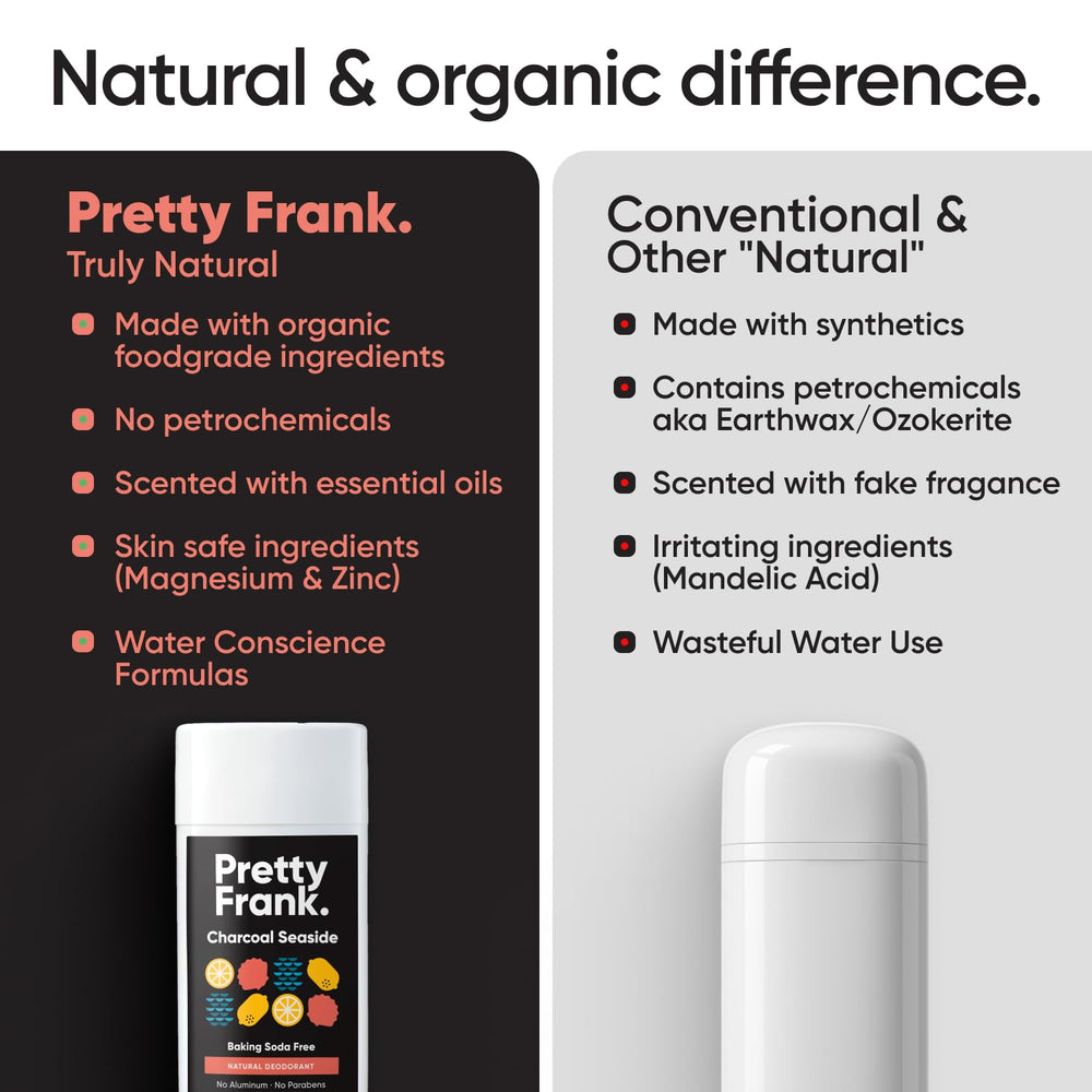 Pretty Frank activated-charcoal odor-control emphasizes natural odor-neutralizing power.