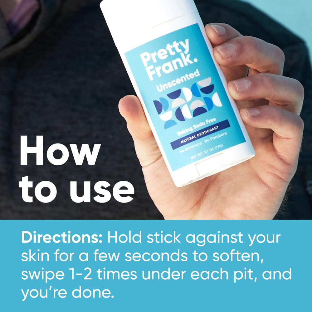 Pretty Frank aluminum-free and paraben-free formula supports a simple, clean routine.