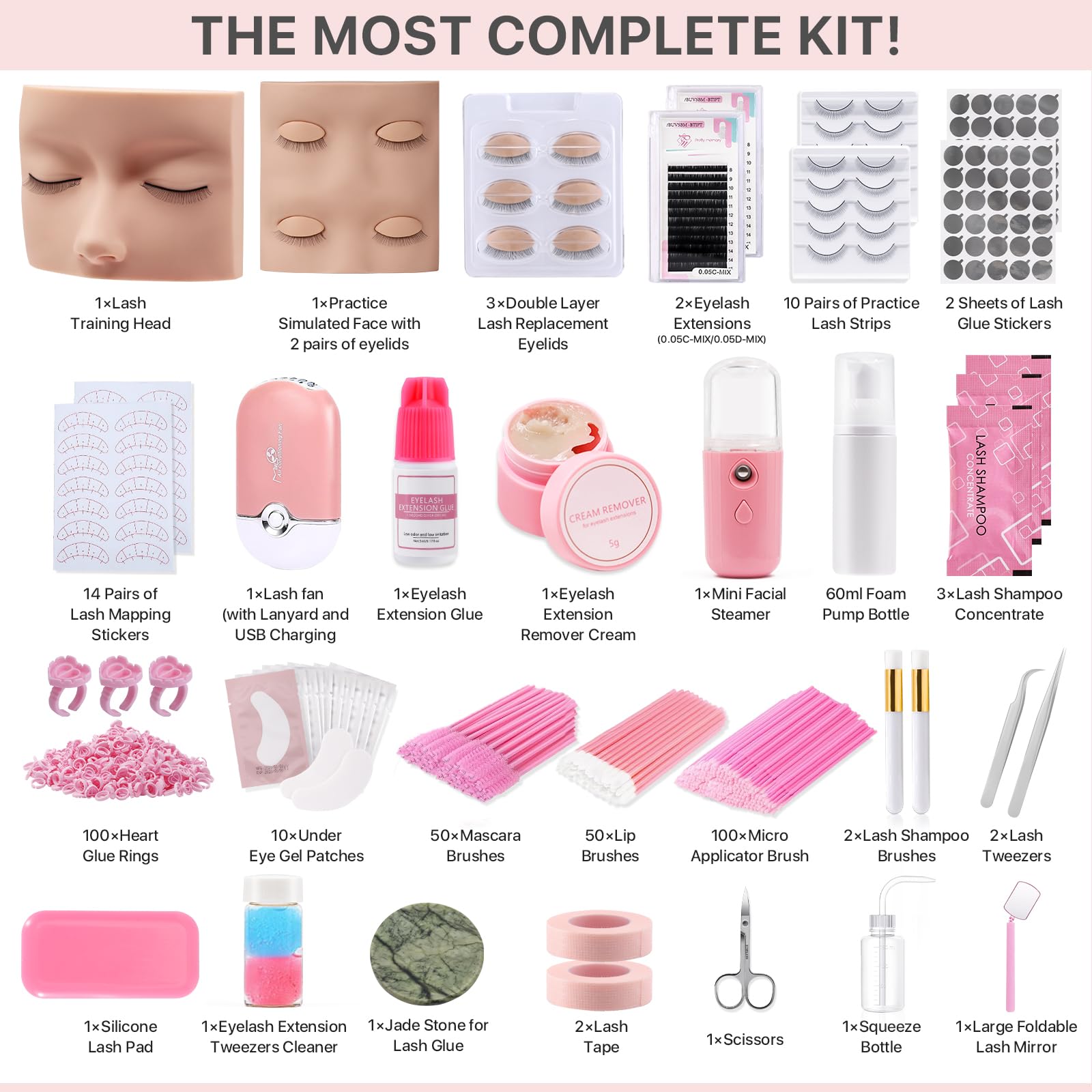 Pretty memory eyelash kit: simulated face with replacement eyes for lifelike training.