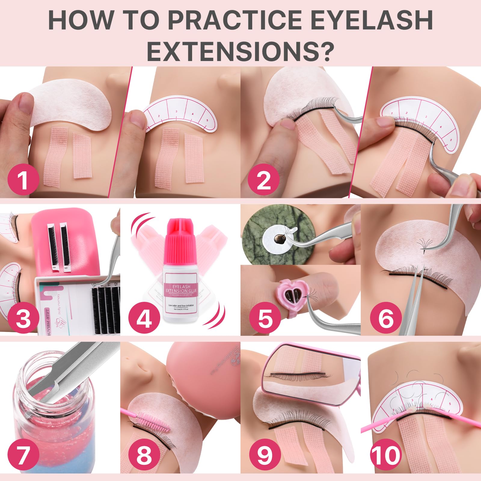 Pretty memory eyelash kit tweezers cleaning liquid keeps tools tidy.