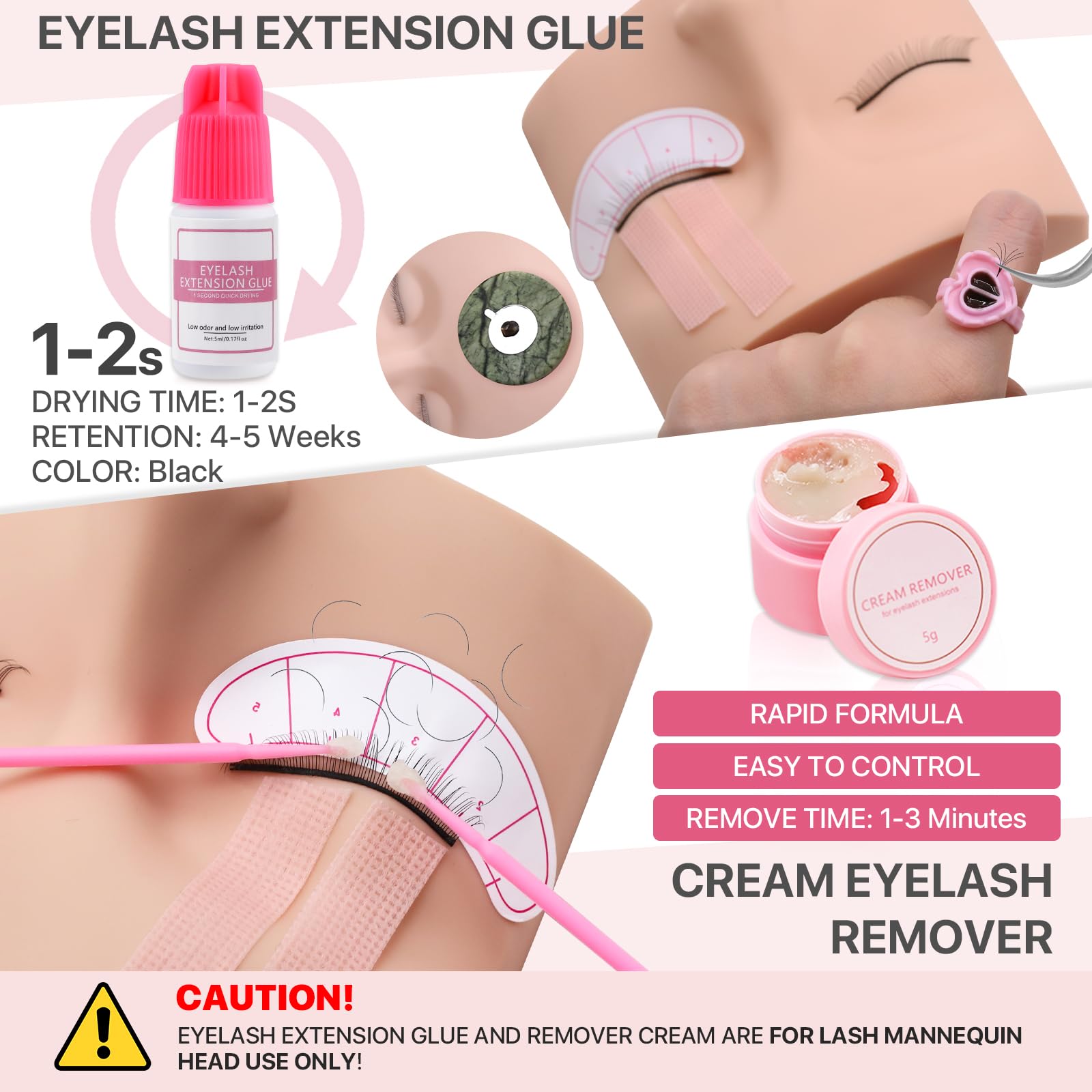 Pretty memory eyelash kit USB fan provides cooling comfort during practice.