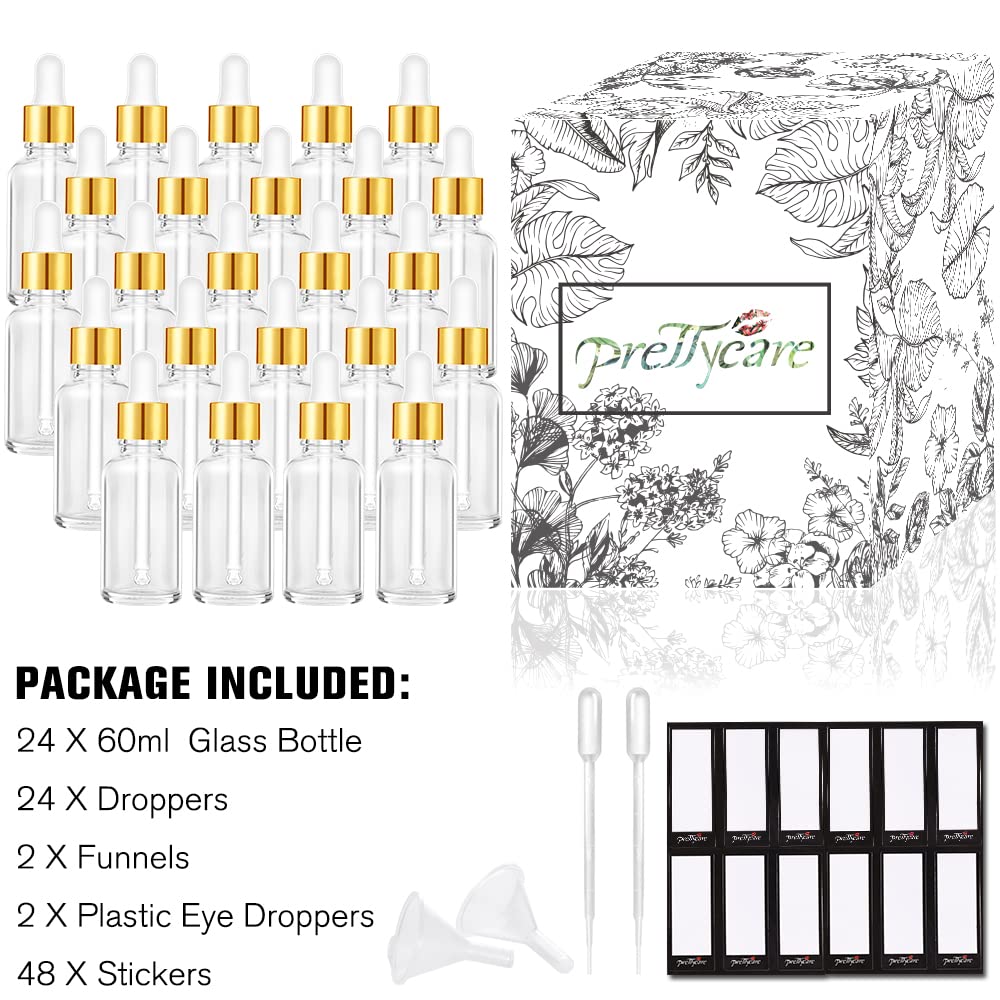PrettyCare funnels and measured pipettes kit for easy refills and labeling.