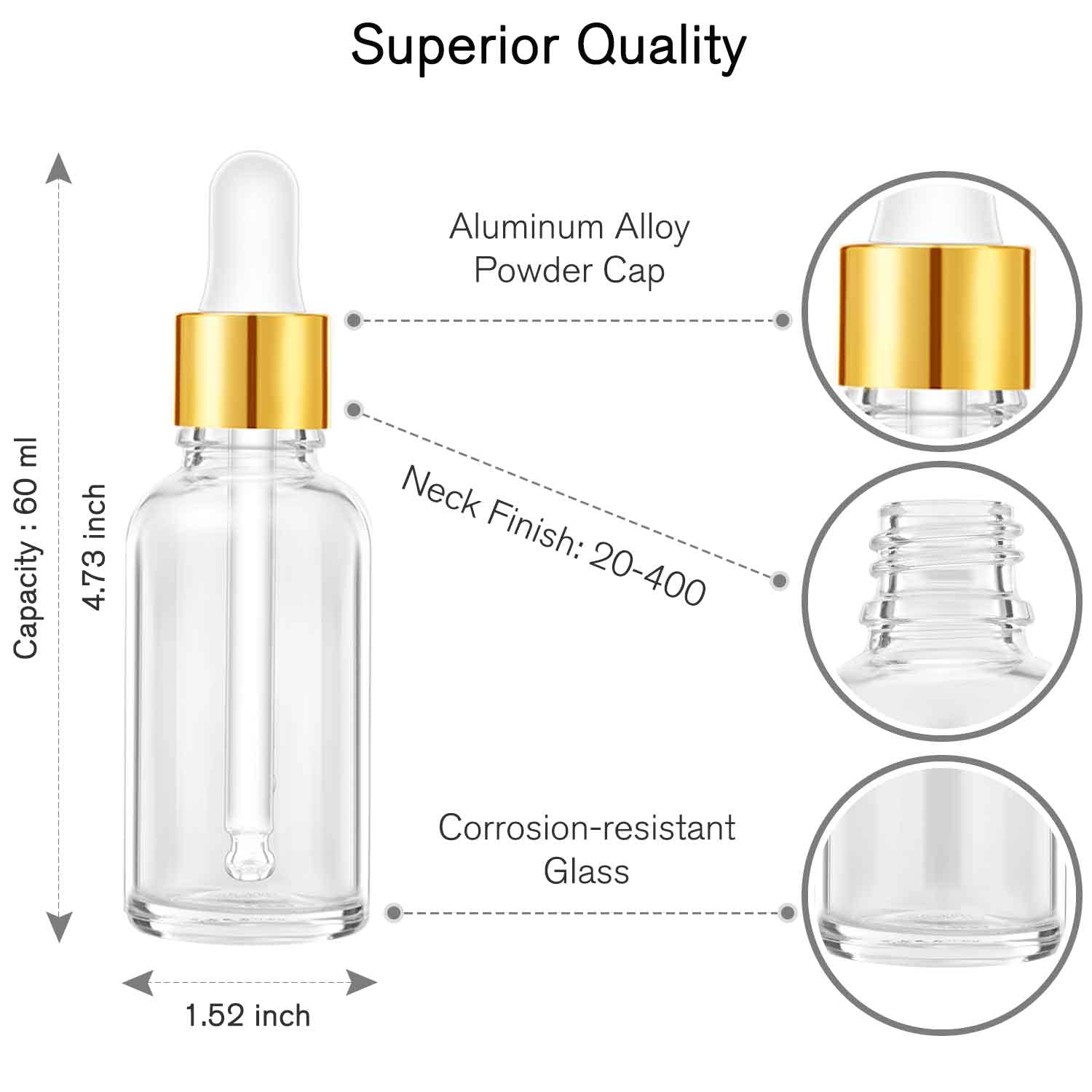 PrettyCare gold cap leakproof design showing secure seal for travel and storage.