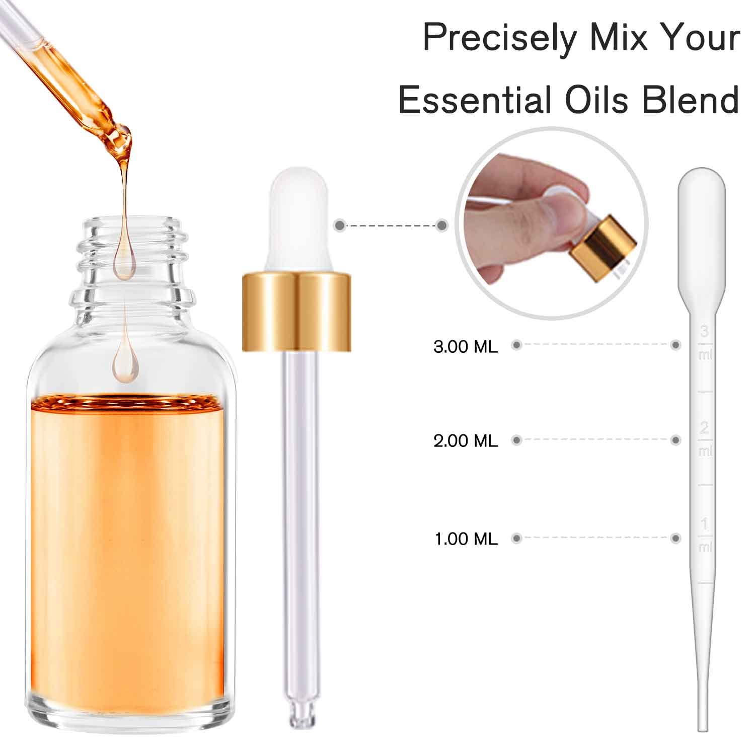 PrettyCare long glass dropper 3.6 inches enables precise oil transfers.
