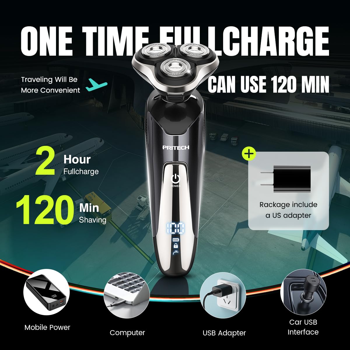 PRITECH electric razor travel lock for safe packing.