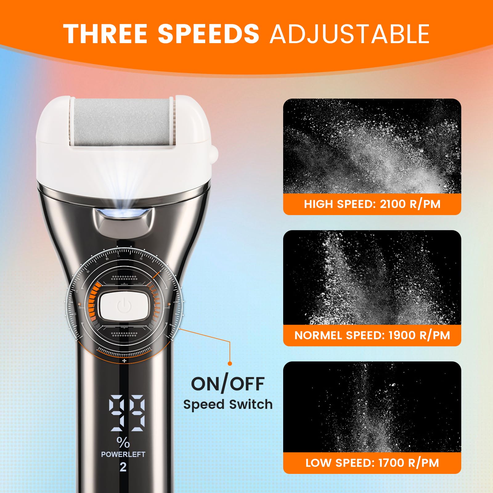 PRITECH rechargeable battery with long runtime supports continuous pedicures.