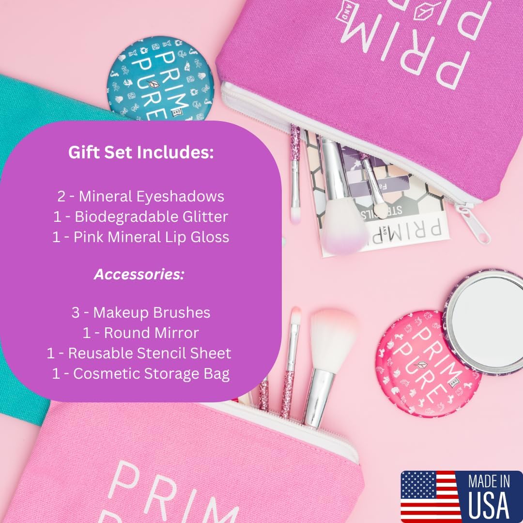Prim and Pure kids makeup mirror helps kids check tiny makeup details