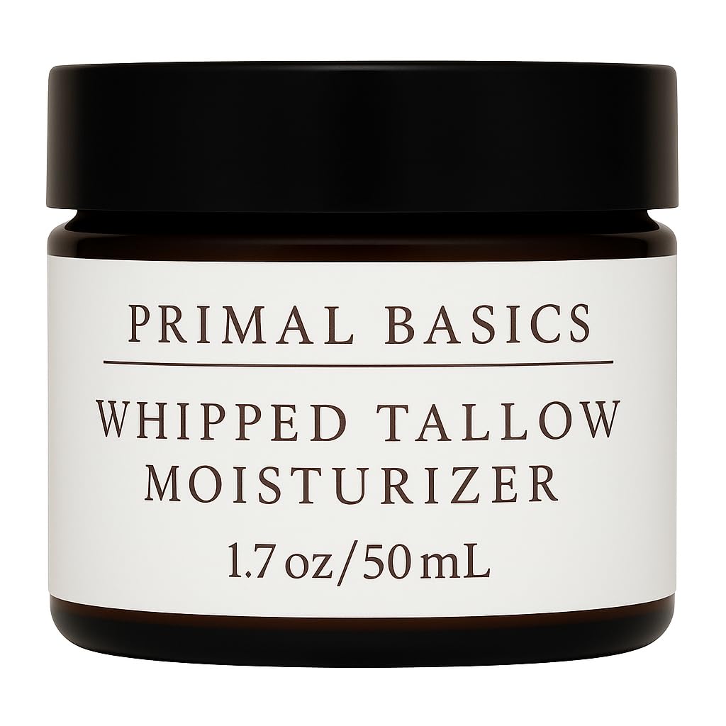 Primal Basics beef-tallow-vanilla-jar close-up shows rich hydration.
