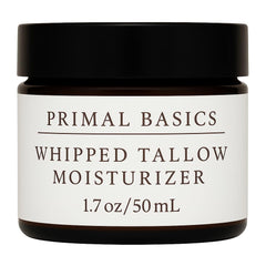 Primal Basics beef-tallow-vanilla-jar close-up shows rich hydration.