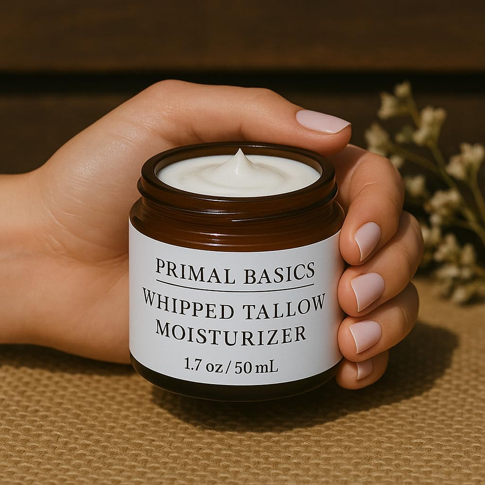 Primal Basics vanilla-infused bottle offers soothing aroma while nourishing skin.
