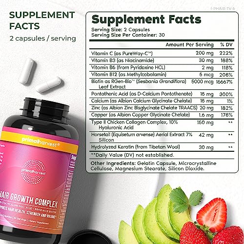Primal Harvest Hair Growth Pills gluten-free and dairy-free labeling for clean supplement options.