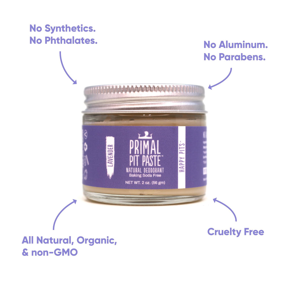 Primal Pit Paste lavender pea-sized application for quick, effective odor control