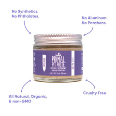 Primal Pit Paste lavender pea-sized application for quick, effective odor control