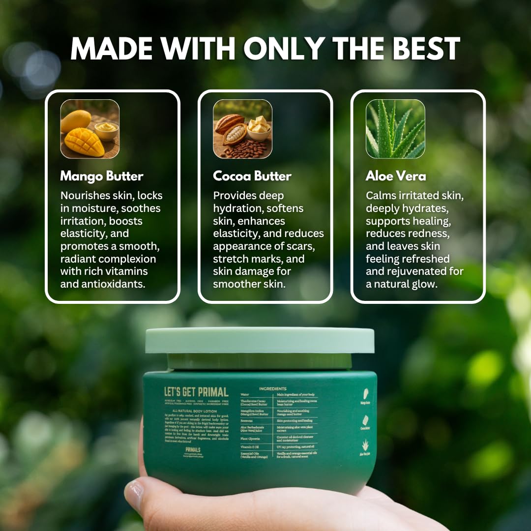 PRIMALS Mango Butter cream swirl demonstrates nourishing texture for smooth skin