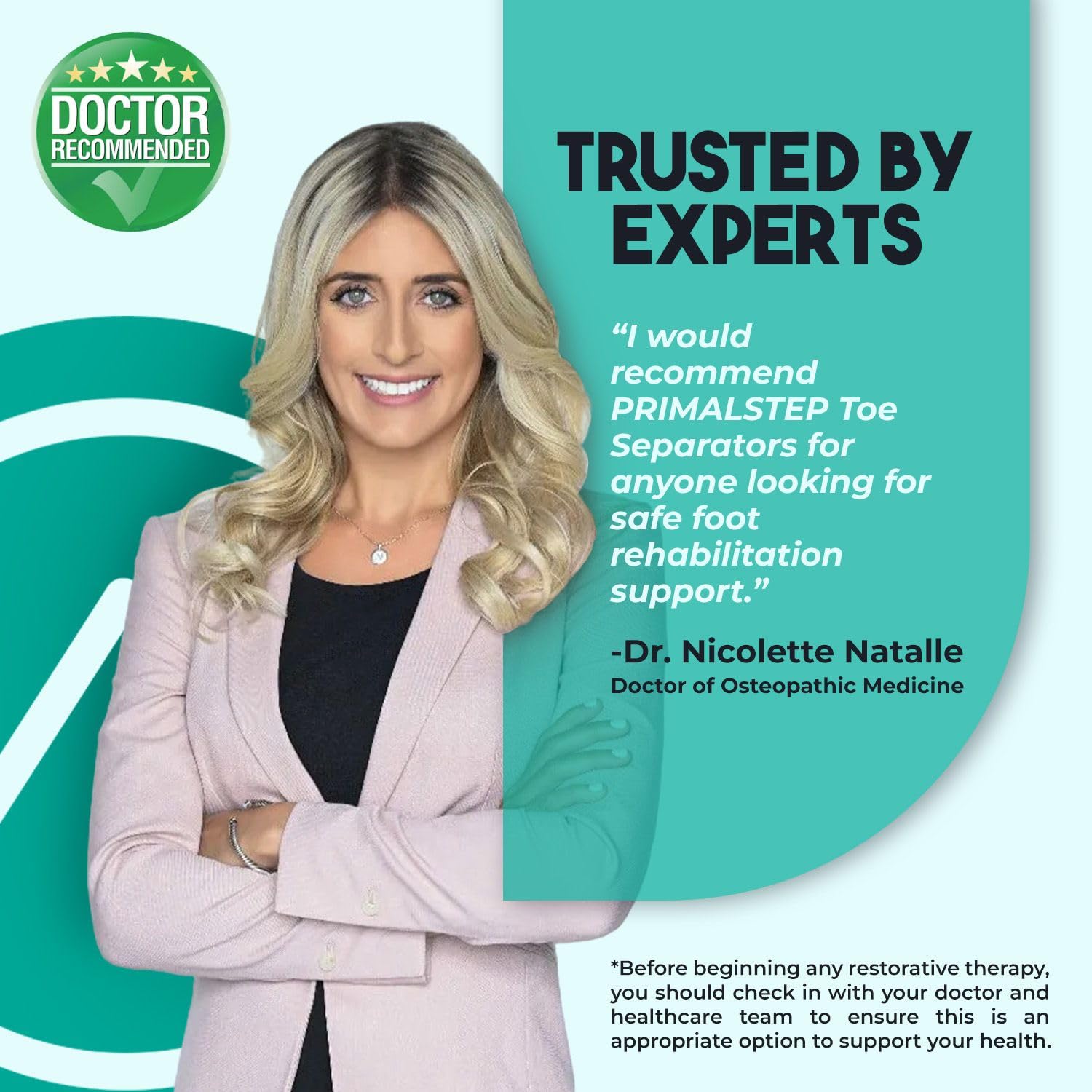 PRIMALSTEP APEX toe separators packaging highlights two-pair versatility.