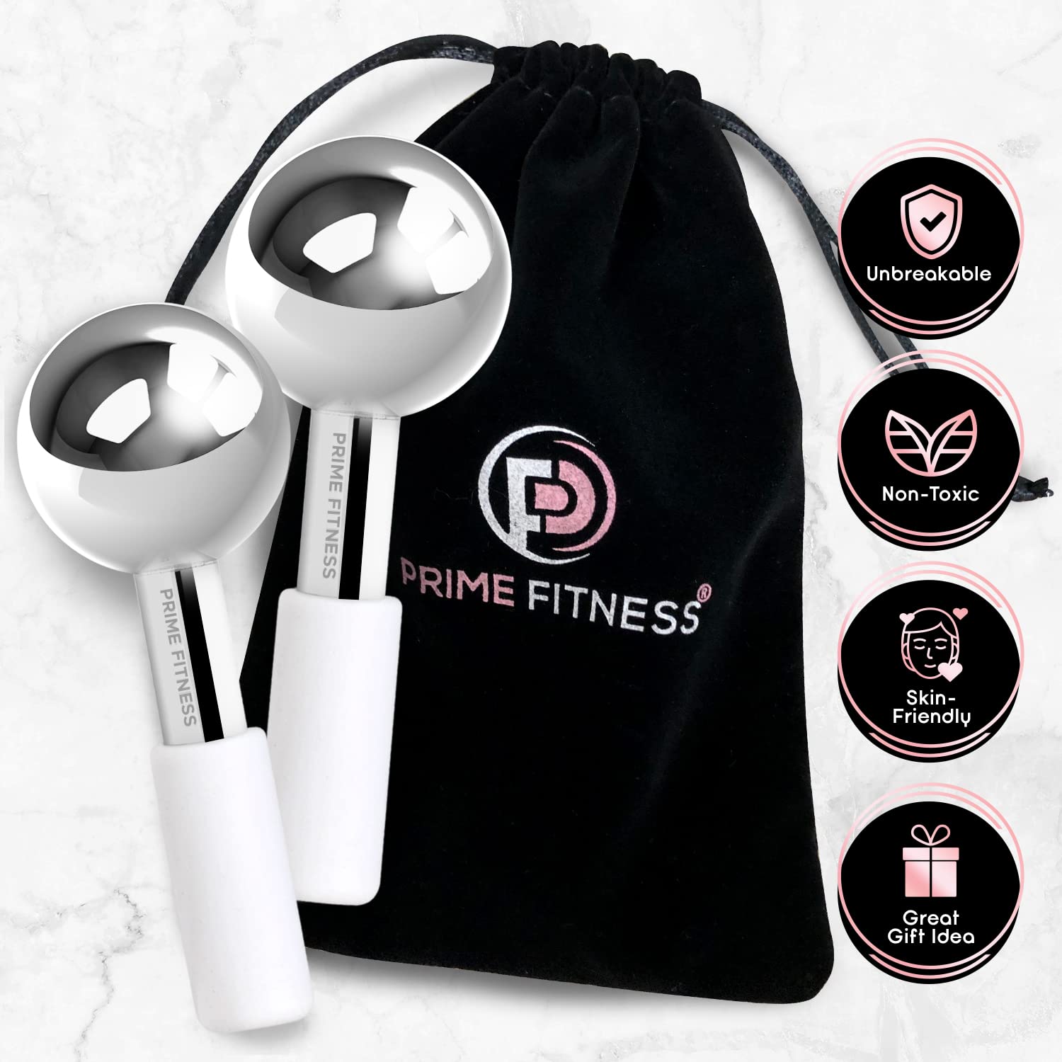 PRIME Fitness Ice Globes stainless-steel construction ensures safe, durable at-home use.