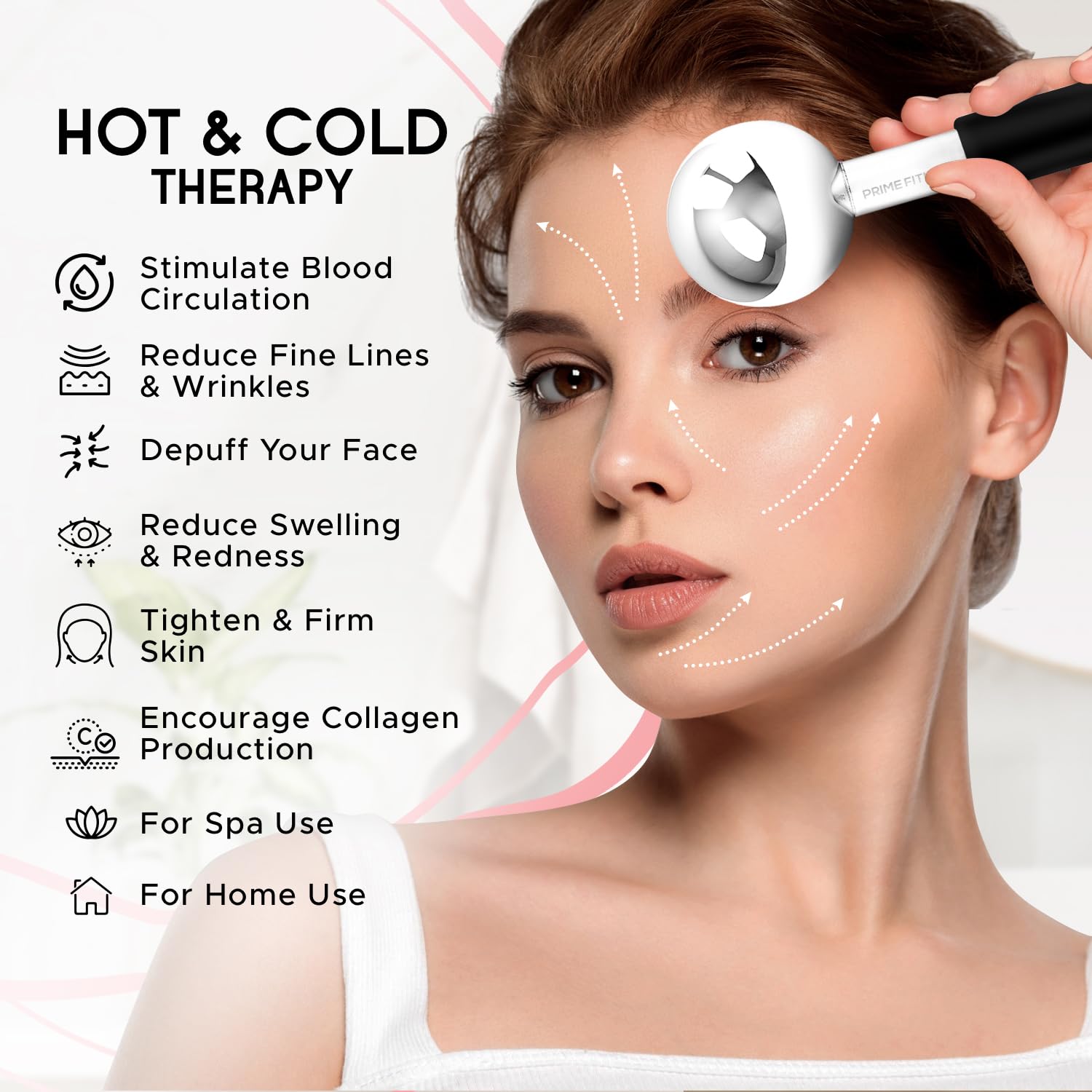 PRIME Fitness massager for face, neck and eyes boosts circulation and relaxation.