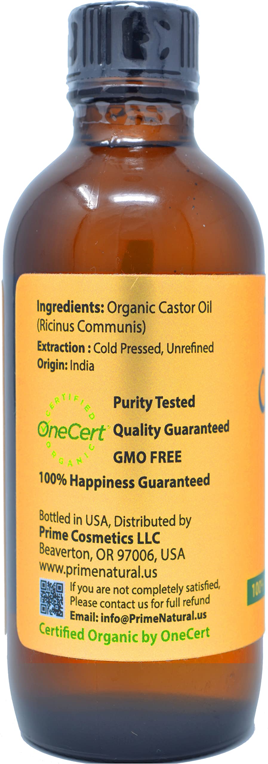 Prime Natural castor oil for hair and scalp nourishment with cold-pressed purity.