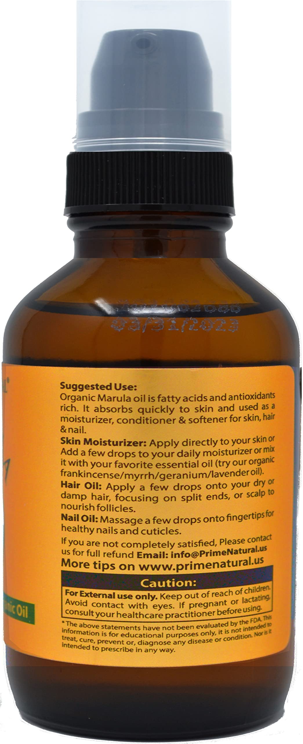 PRIME NATURAL Marula Oil dropper close-up for controlled, mess-free application.