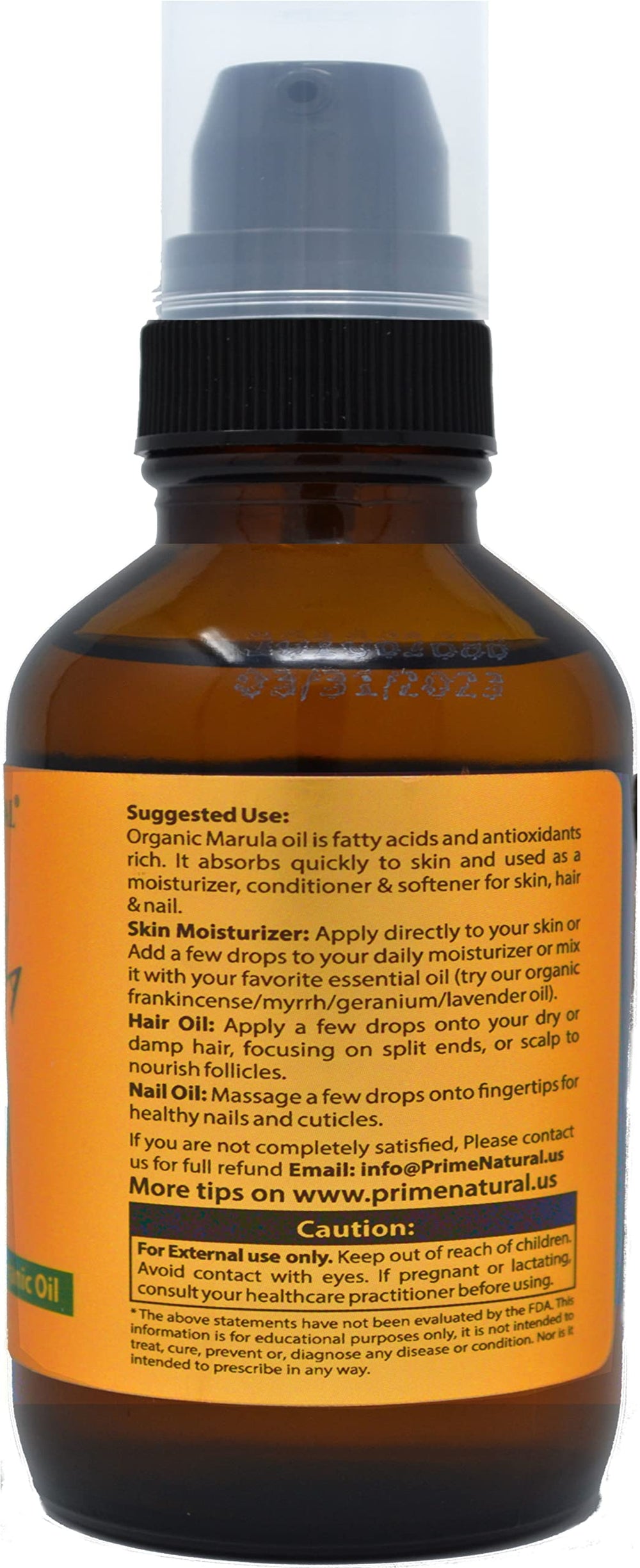 PRIME NATURAL Marula Oil dropper close-up for controlled, mess-free application.