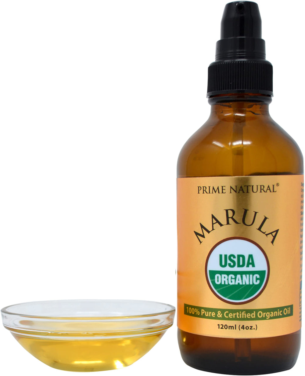 PRIME NATURAL Marula Oil texture close-up highlighting silky, fast-absorbing consistency.