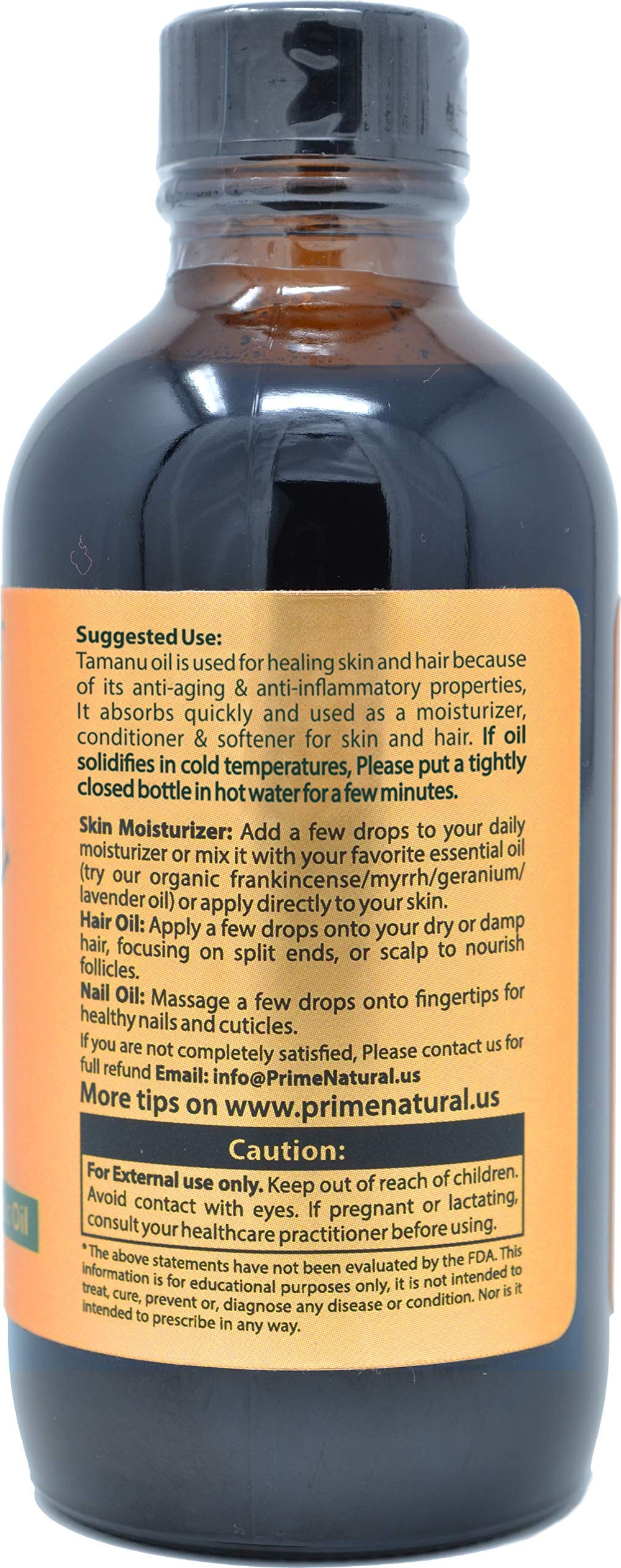 PRIME NATURAL Tamanu oil dropper dispense showing controlled application for skincare routines.