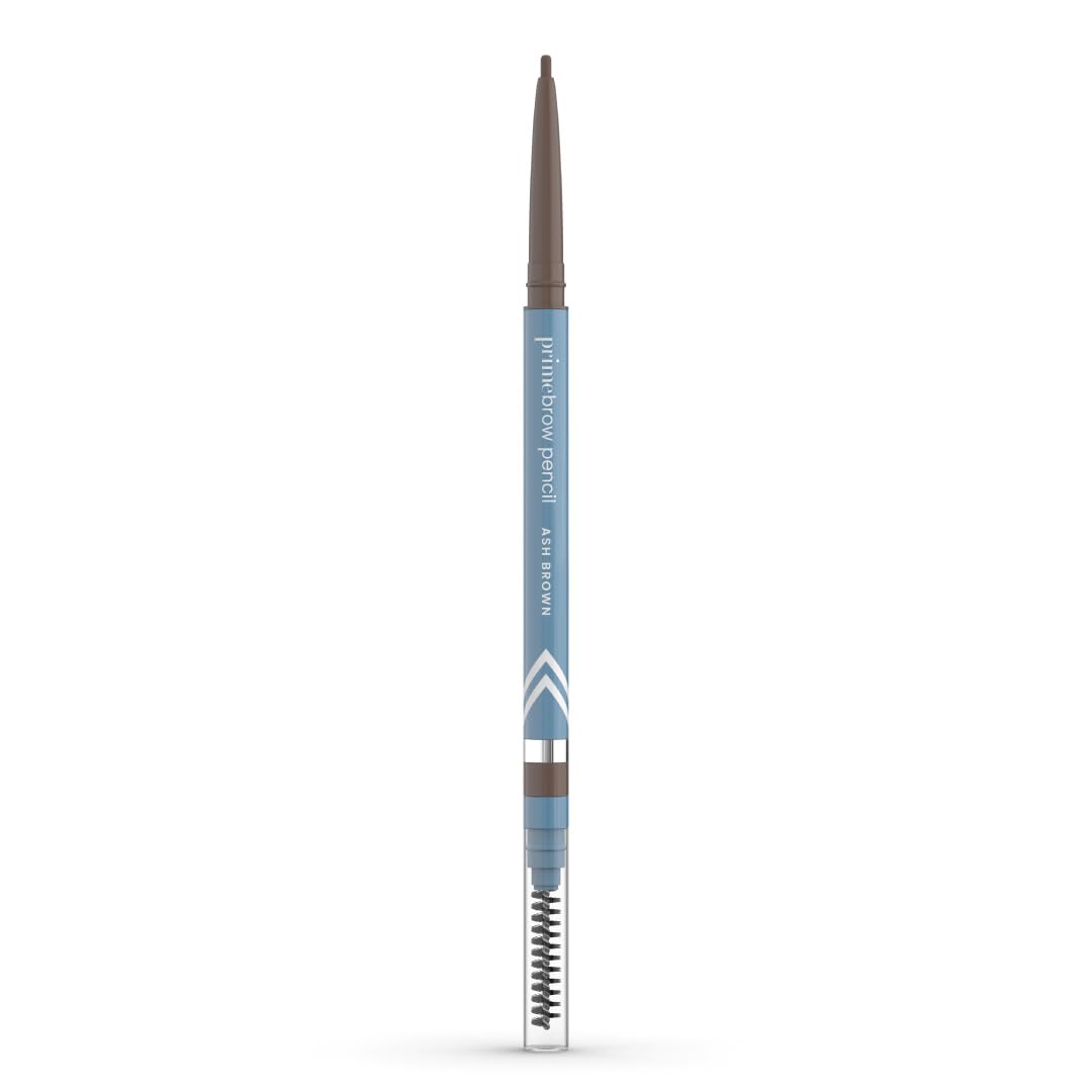 Prime Prometics PrimeBrow Pencil micro-fine-tip demonstrates hair-like strokes for natural brows.