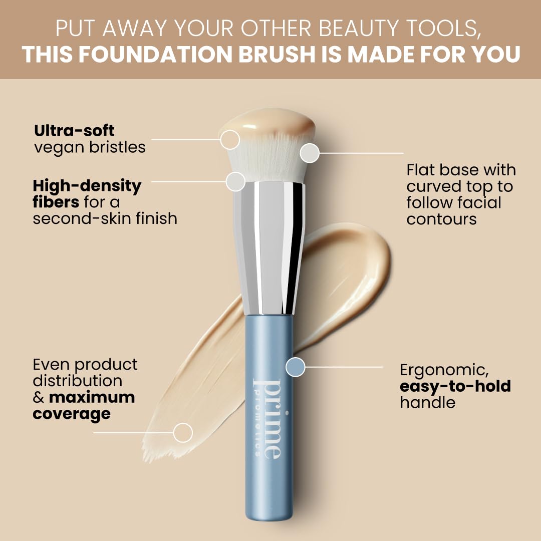 PrimePrometics PrimeSkin bristles dense and soft for streak-free blending.