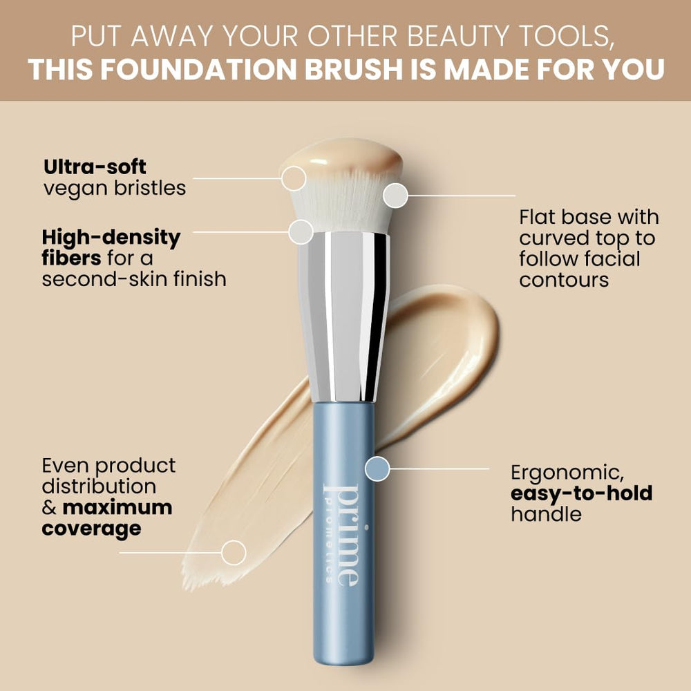 PrimePrometics PrimeSkin bristles dense and soft for streak-free blending.