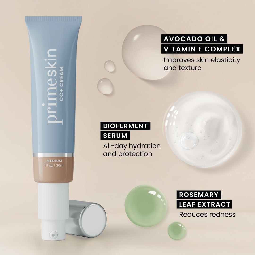 PrimePrometics PrimeSkin CC+ texture-soft-matte finish suggests natural-looking coverage.