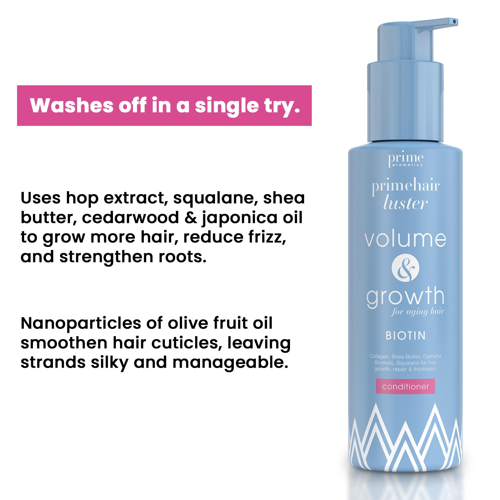 PRIME PROMETICS PrimeHair Luster hair soft glow reveals silky, non-oily feel after use.