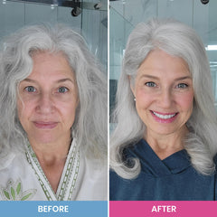 PRIME PROMETICS PrimeHair Luster silver hair texture appears smoother and healthier.