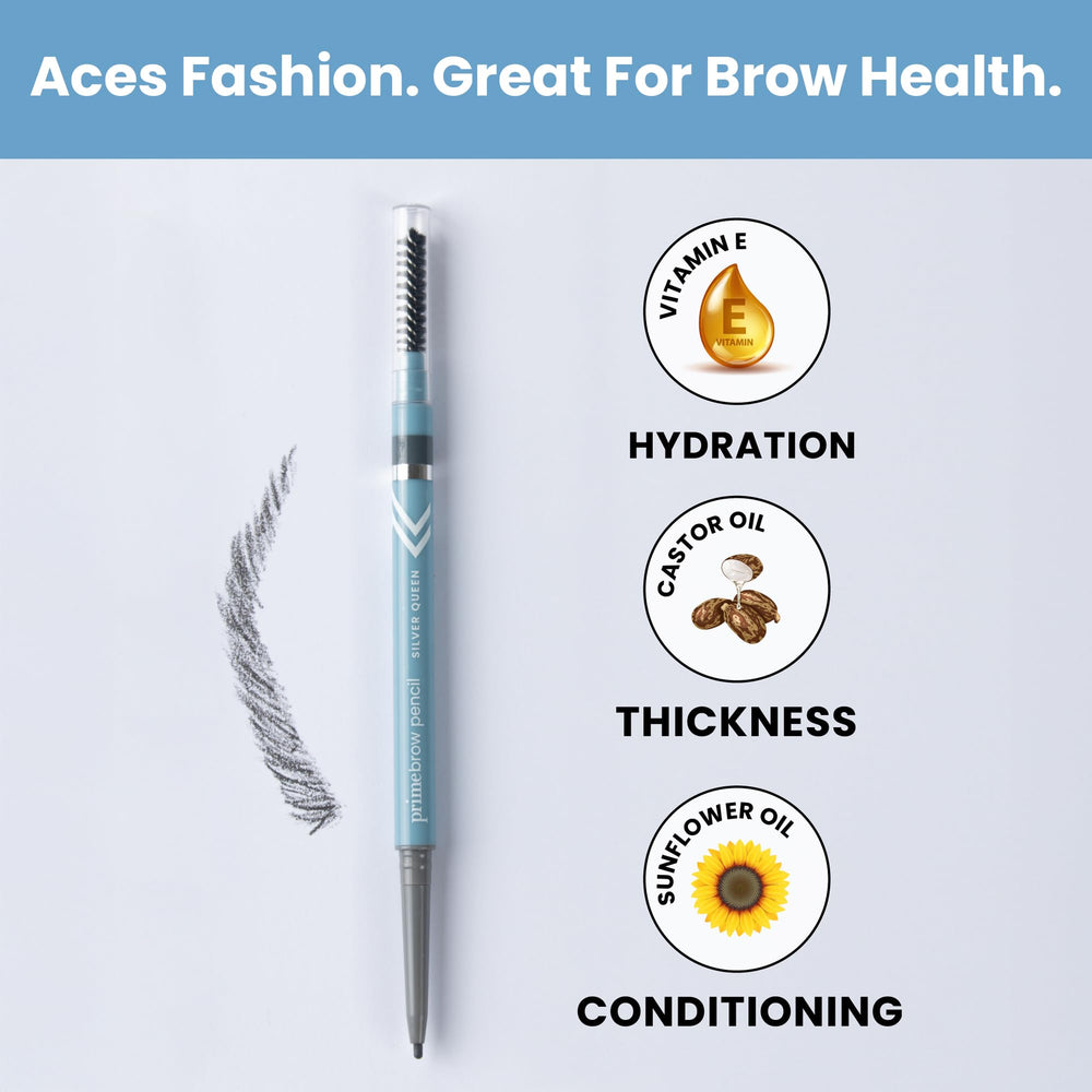 Close-up of Prime Prometics PrimeBrow Pencil during a morning routine.