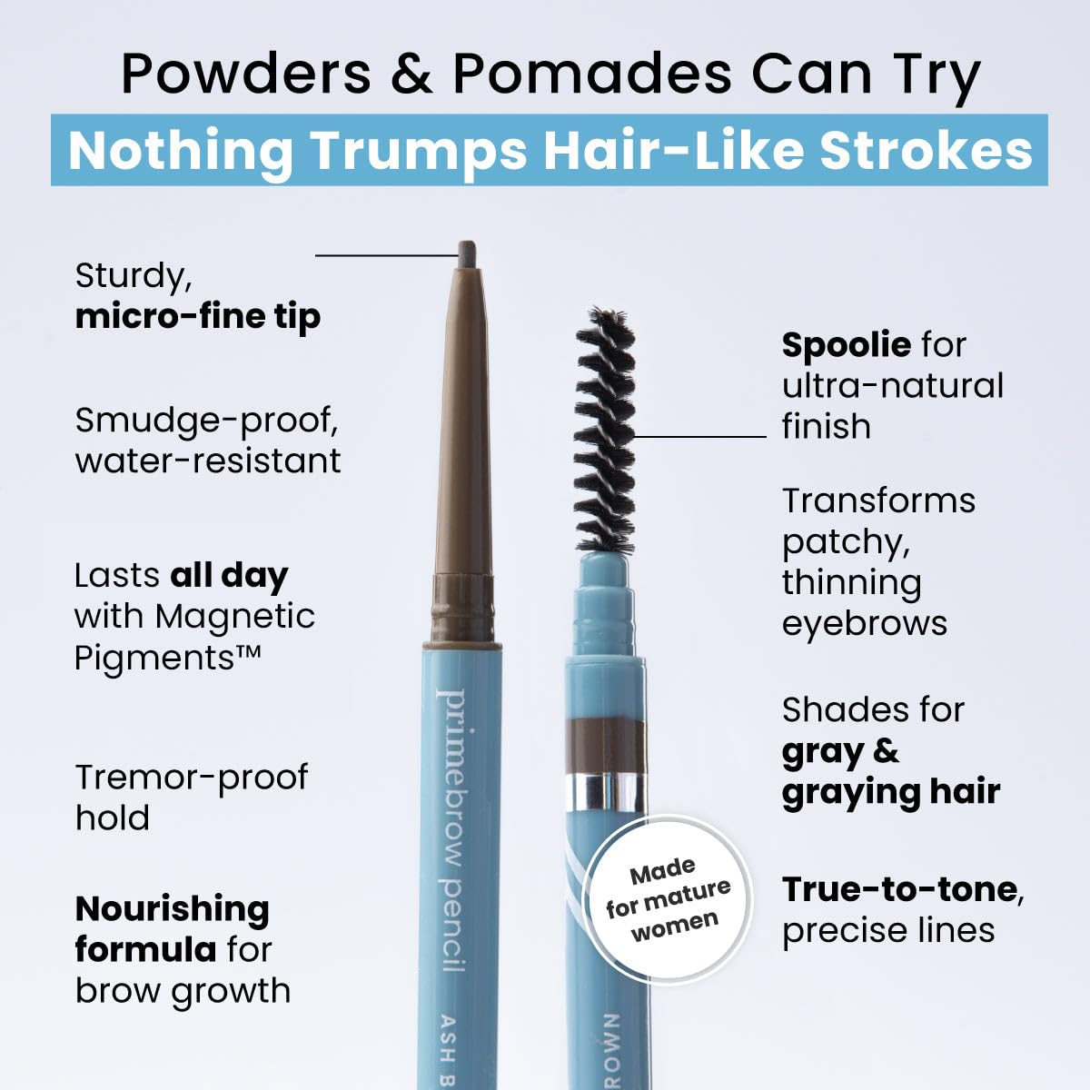 Prime Prometics brow shades blend gray tones for seamless color.