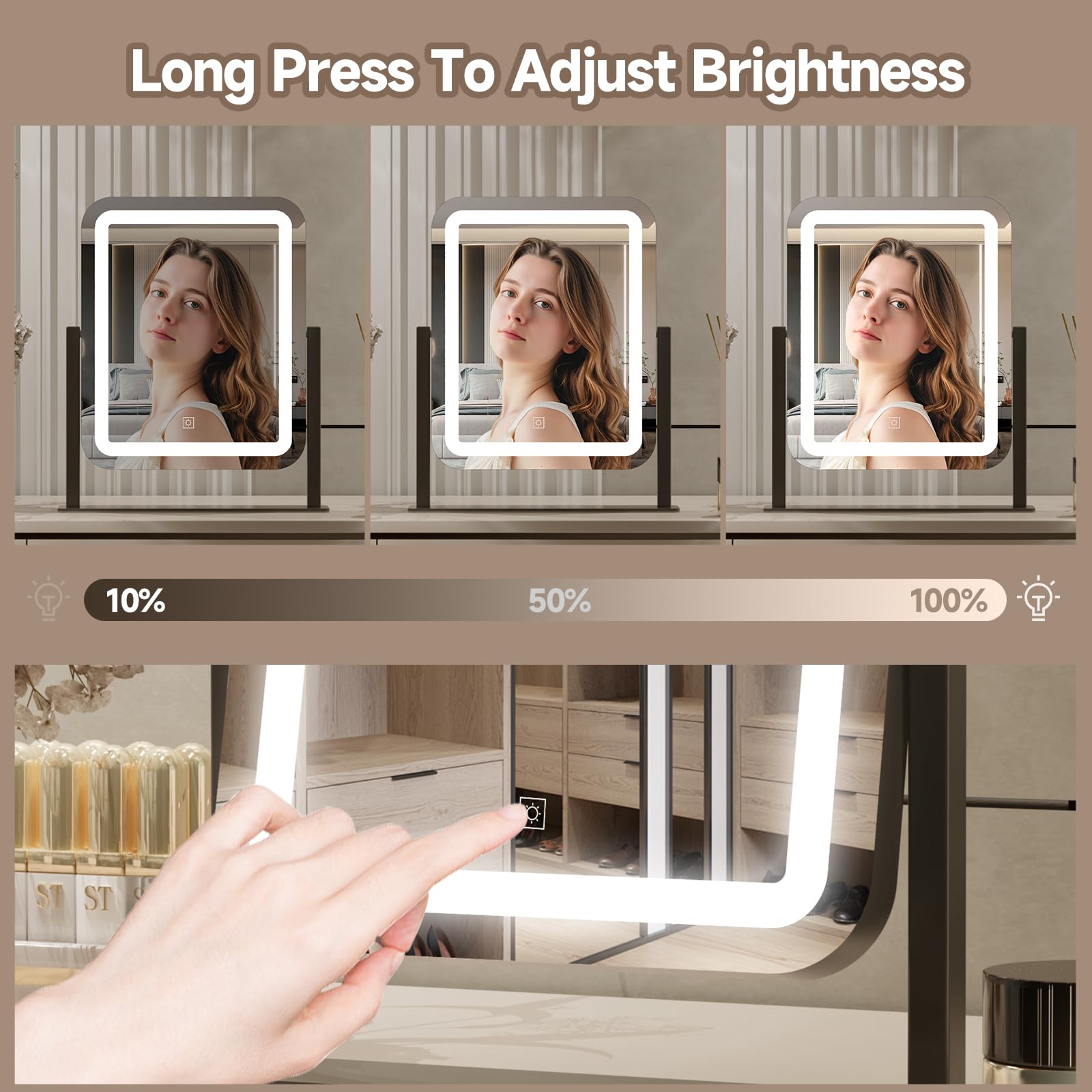 PRIMETEK gift-friendly LED vanity mirror suits makeup lovers and skincare enthusiasts.