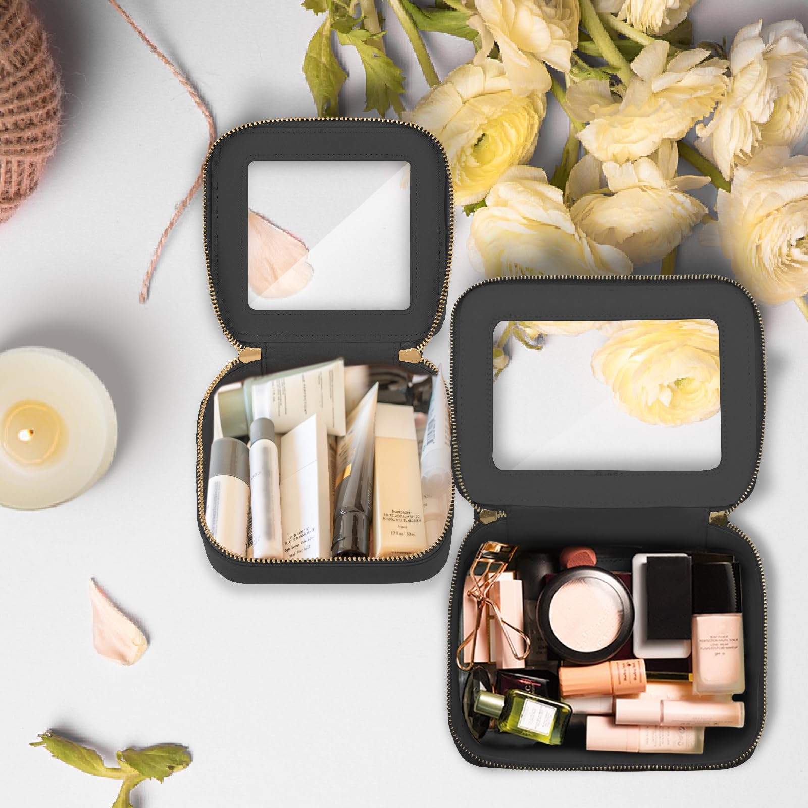 Prite Boxy Vegan Leather Cosmetic Pouch highlights sleek design and durable structure.