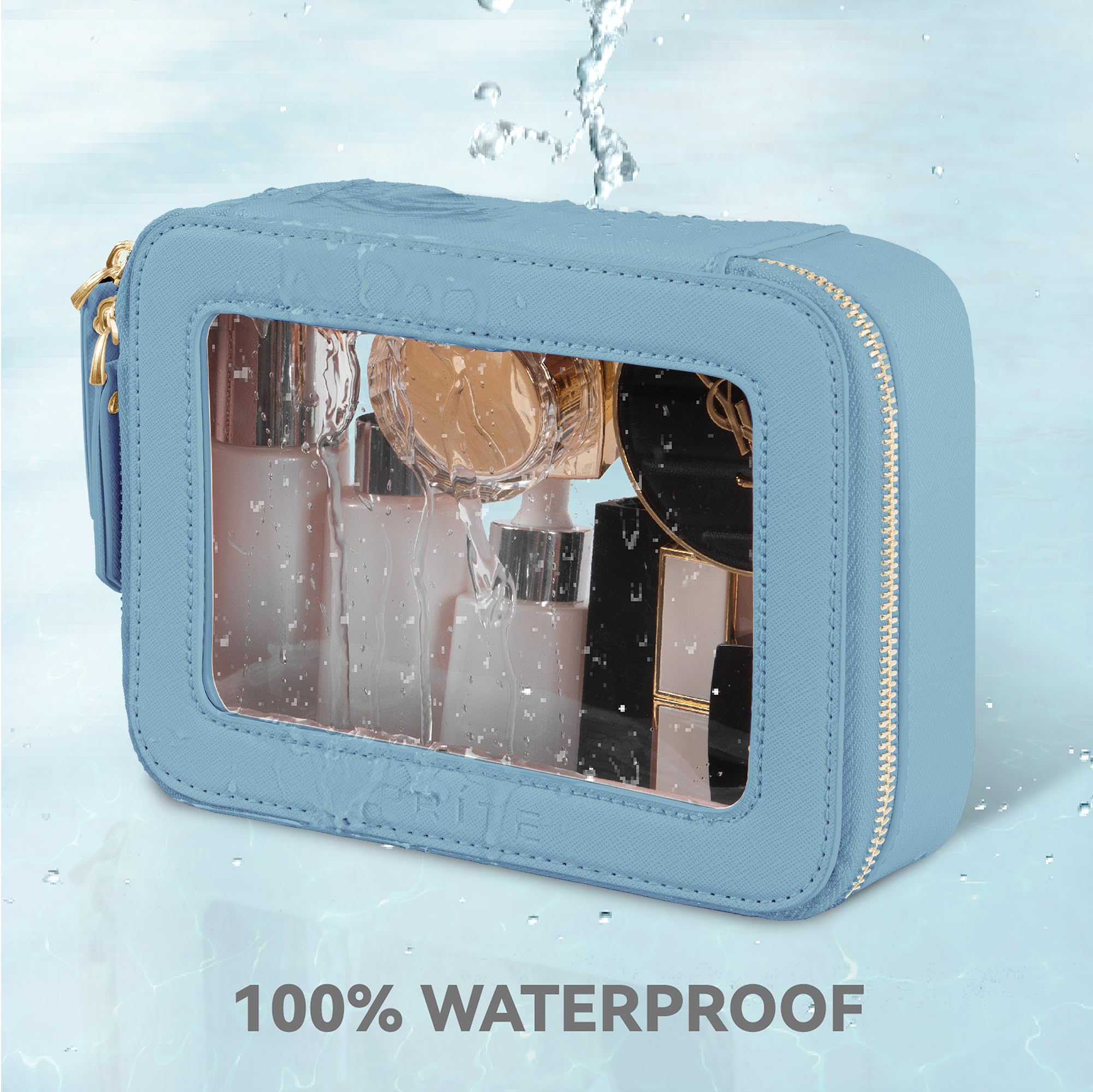 Prite Clear Makeup Bag inside layout reveals ample space for items
