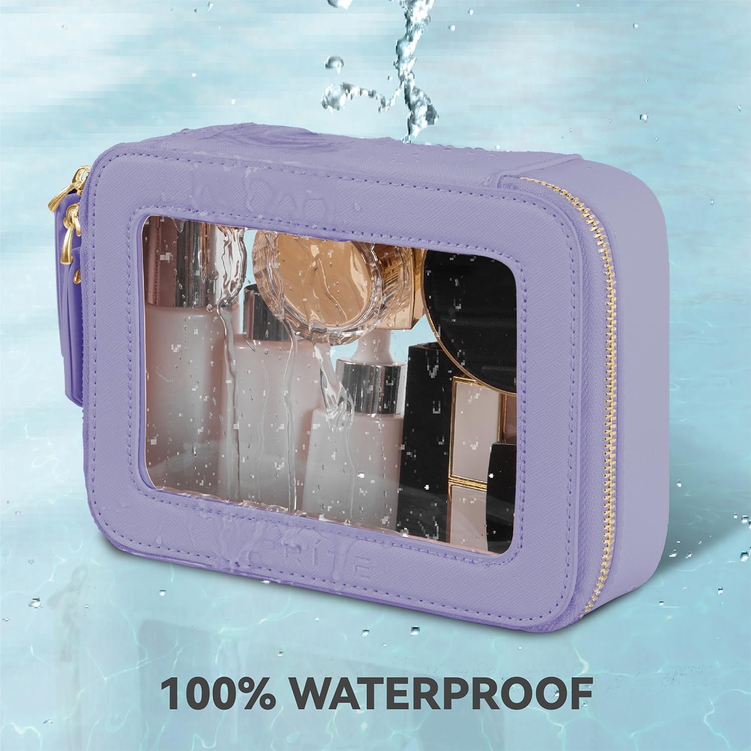 Prite Clear Makeup Bag waterproof material enables quick wipe-down after use