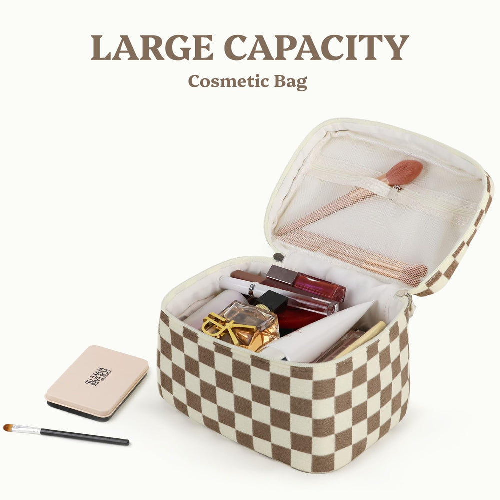 Prite Corduroy makeup bag reinforced stitching on sturdy cotton fabric