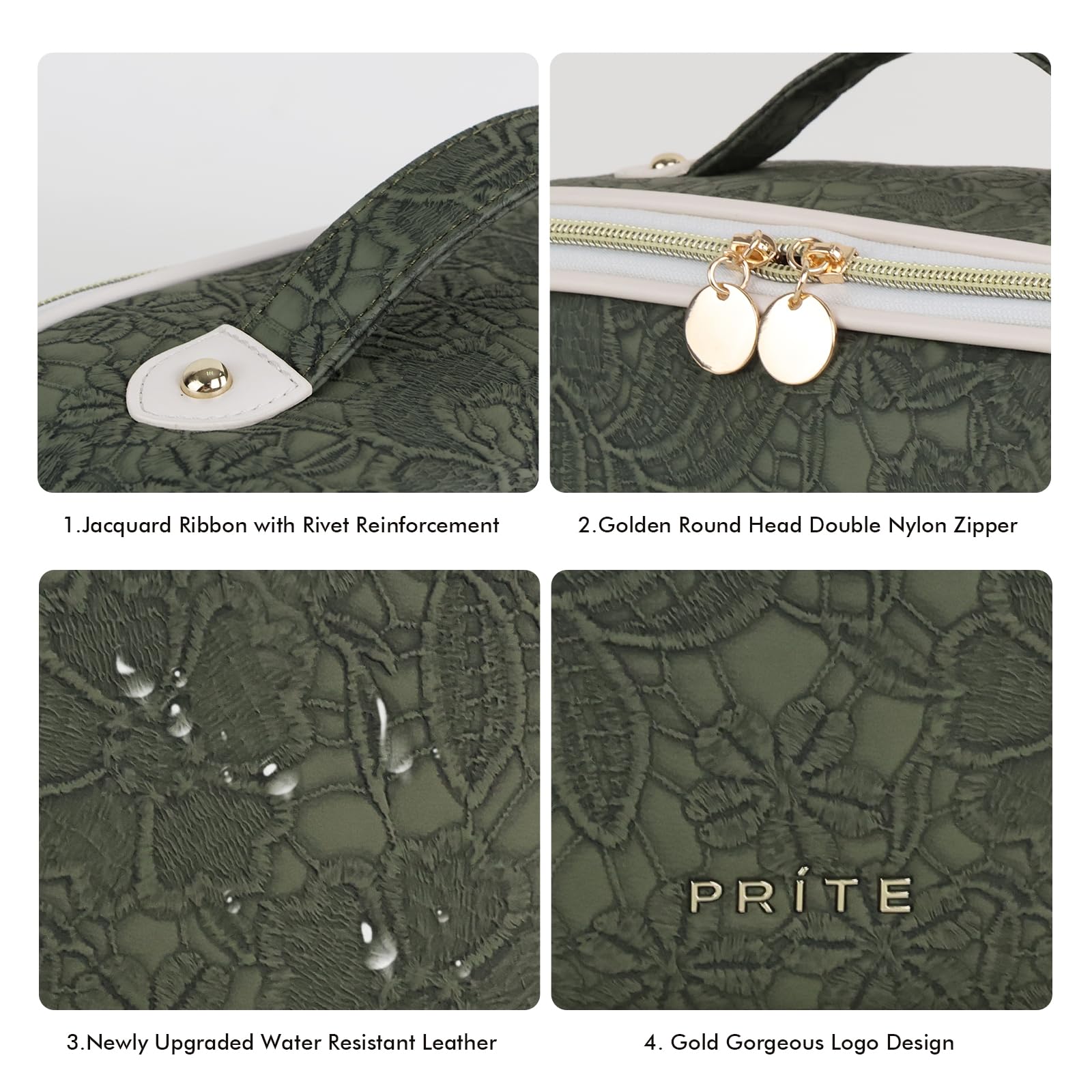 Prite cosmetic bag soft-grip handle for comfortable carry on journeys.