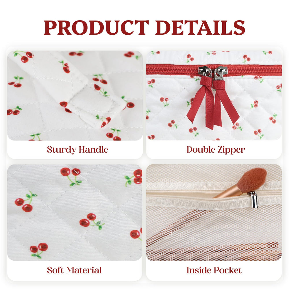 Prite cotton makeup bag showing reinforced stitching for durability