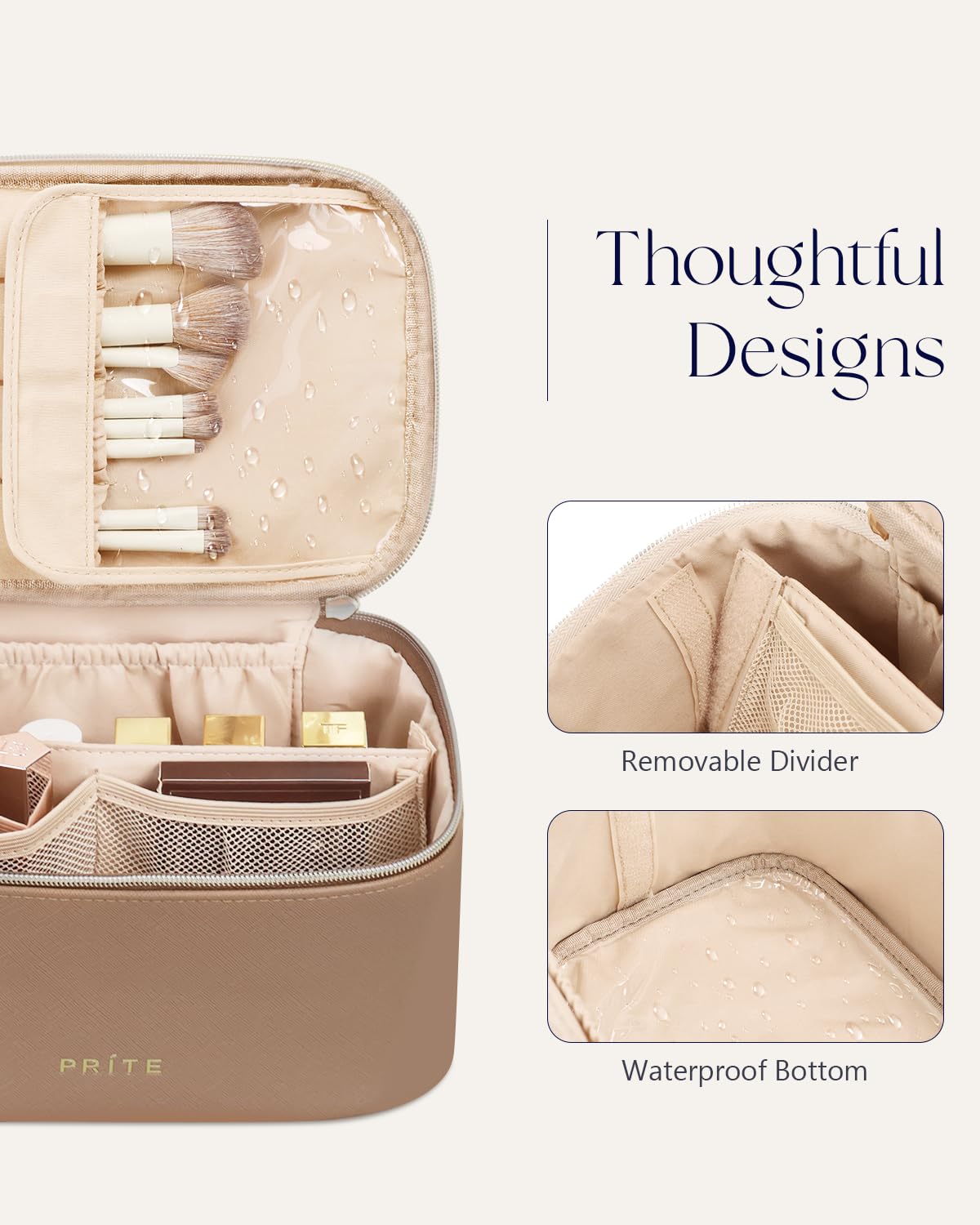 Prite divider with lipstick slots maintains a tidy vanity on the go