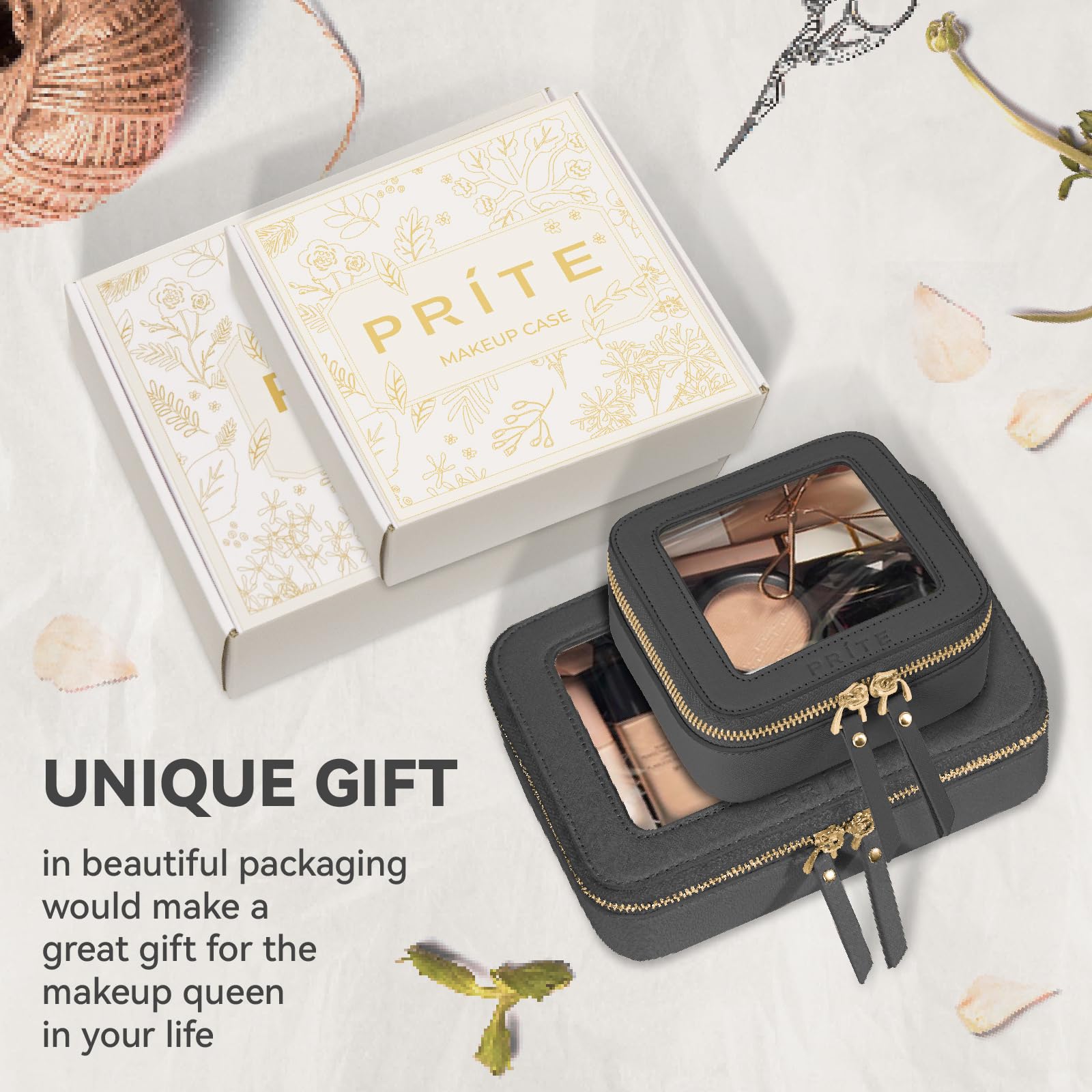 Prite Gift-Ready Makeup Case in elegant box makes a thoughtful holiday present.